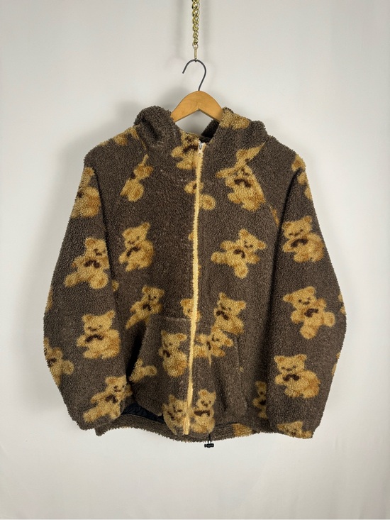 Vintage Jackets & Blazers - Vintage 90s Brown Teddy Bear Sherpa Zip Fleece Hoodie